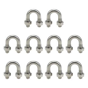 10Pcs M6x8 304 Stainless Steel U-Bolt Fastener for 8mm Pipe Dia
