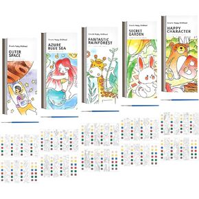 5 Pack Pocket Watercolor Painting Book Pocket Watercolor Paint Book Set Travel Pocket Watercolor Kit Pocket Hand Book Stocking Goodie Bag Stuffer Gifts for Kids