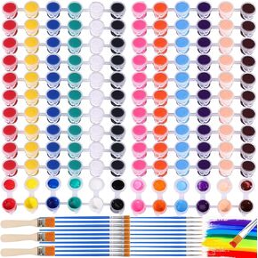 Acrylic Paint Set for Kids,171 Pcs Washable Paint Set,Mini Paint for Kids & Adults,Acrylic Paint Strips with 24 Pcs Paintbrushes,3 Pcs Brushes Perfect for Home Classroom Party Favors