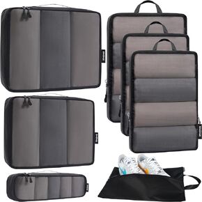 Bagail Ultralight Packing Cubes 7 Set, 3 Compression Packing Cubes 3 Packing Organizers With 1 Shoe Bag