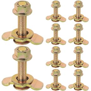 L Track Threaded Stud Fittings L-Track Threaded Double Stud Lug Fitting Tie Down, Used with L Track Rails for Truck Bed or Trailer Cargo Control, Pack of 10, Gold