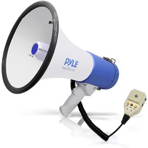 Pyle Megaphone PA Bullhorn Speaker - Built-in Siren 50 Watts Rechargeable Battery- 10 Sec Record Function for Football Baseball Basketball Cheerleading Fans Coaches or for Safety Drills - (PMP59IR)