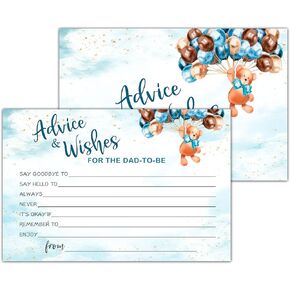 Teddy Bear Advice And Wishes Cards For The New Baby, Baby Advice Cards Perfect Addition to Your Baby Shower Party Game,Decorations Party Supply，25 Cards(bb009-JYK 003)