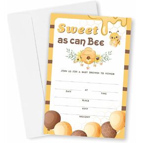 بطاقات دعوة لحفل استقبال الأطفال مع مغلفات، تدعو لحفلات استقبال الأطفال والحفلات، رائعة مثل النحل - عبوة من 25 قطعة (YQK-015) in Kuwait