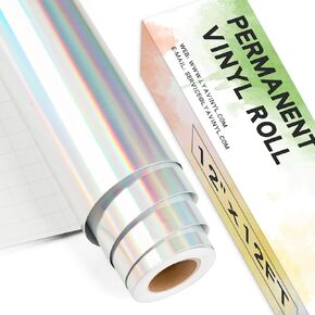 Holographic Opal White Permanent Vinyl Roll 12" x 12FT - Lya Vinyl Holographic Vinyl - Holographic Adhesive Vinyl Roll for Home Decor, Party Decoration, Mug, Window