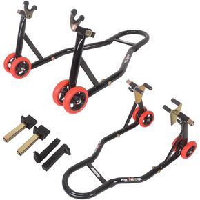 Motorcycle Stands Front Rear, 850lbs Front and Rear Combo Stand Lift with 4 Types of Adapters, Universal Motorcycle Paddock Stands Wheel Lift Stands for Parking, Maintenance, Cleaning