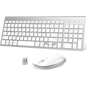 Wireless Keyboard and Mouse - 2.4G USB Ergonomic Full Size Compact Wireless Keyboard Mouse Combo for PC Computer Laptop Windows mac MacBook - Black Grey