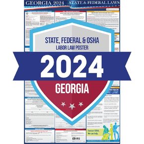 2024 Georgia State and Federal Labor Laws Poster - OSHA Workplace Compliant Includes FLSA FMLA and EEOC Updates - All in One Required Compliance Posting 24" x 36" - Laminated (1 Pack)