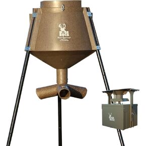 جهاز تغذية/صيد الغزلان من بوس باك بوزن 350 رطل، متين وخفيف الوزن ومحمي من الأشعة فوق البنفسجية ومقاوم للرياح ومقاوم للماء مع رأس 3 أنابيب تغذية بروتين، ونظام تسليم تلقائي دوار 12 فولت وأرجل مستديرة متعددة القطع in Kuwait