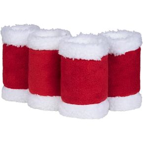 HORZE Santa Faux Fur Polyester Christmas Horse Leg Wraps | Pack of Four - Red - One Size