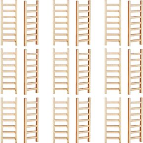 Skylety Mini Wooden Step Ladder Garden Ladder Furniture Miniature Ladder Dollhouse Ornament DIY Craft Accessory for Landscape Decor