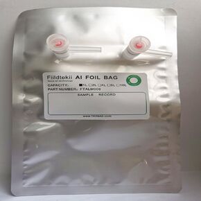 1L 10PCS Aluminum Foil PTFE Sample Bag for Vapor, Air and Gas Analysis, Al Foil Composite Film with Dual Polypropylene Fiiting Valves