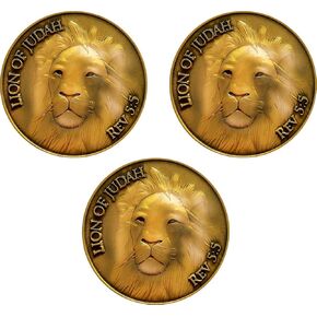 Lion of Judah Coin, Bulk Pack of 10, Man of God, Be Strong and Courageous, Antique Gold Plated, Challenge Coin, Joshua 1:12 in Kuwait