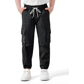 Boys Cargo Jogger Pants Kids Elastic Waist Hiking Pants Lightweight Outdoor Pants