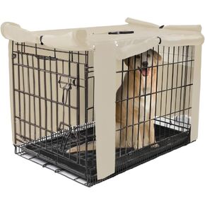 Seamander Dog Crate Cover Durable - Polyester Pet Kennel Cover Universal Fit for 18-48 inches Wire Dog Crate (24Inch, Beige)