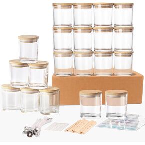 20 عبوة من برطمان الشموع سعة 7 أونصة لصنع الشموع، برطمان شموع زجاجي سميك مع غطاء من الخيزران، مجموعات صنع الشموع الفارغة، أوعية شموع كبيرة، أوعية شموع مع أغطية، علبة شموع قابلة لإعادة الاستخدام. (شفاف) in Kuwait