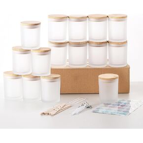 15 عبوة من برطمانات الشموع الزجاجية المتجمدة سعة 7 أوقية من GoldArea مع أغطية من الخيزران لمجموعات صنع الشموع، وأوعية وحاويات شموع فارغة قابلة لإعادة الاستخدام in Kuwait