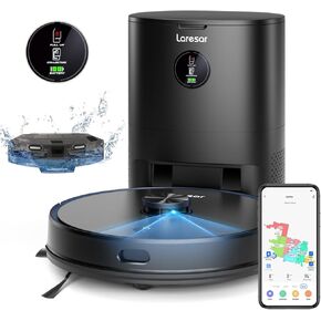 مجموعة مكنسة وممسحة روبوت لاريسار، مكنسة كهربائية روبوتية بقدرة 3500 باسكال مع محطة تفريغ ذاتية سعة 3.5 لتر، مكنسة روبوت 3 في 1 مع نظام ملاحة ليدار، تحكم ذكي في التطبيقات، لشعر الحيوانات الأليفة/الأرضيات/السجاد (L6 Pro) in Kuwait