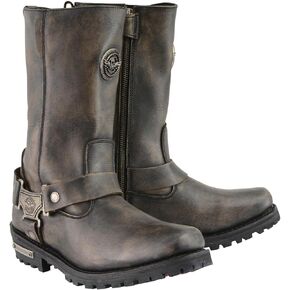 Milwaukee Leather MBL9361 Women's Distressed Brown 11-inch Classic Harness Square Toe Boots