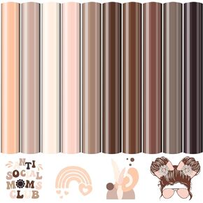 Heflashor Skin Tone Heat Transfer Vinyl, 11 Sheets 12x10 Inch HTV Iron On Vinyl Heat Press Vinyl for T-Shirts, Clothing, Easy Cut Weed