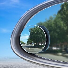 blind spot mirrors 2 pack, 2 Pieces 2 inch Round Frameless HD Convex Mirror, Wide Angle Side Mirror with 360 Degree Adjustable Angle, Blue Lens Anti-Glare Easy to Install