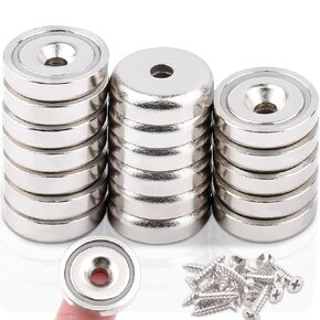 Neodymium Magnet with Holes, 1.18"Dx0.2"H Round Rare Earth Magnets with Hole for Wall Mounting, Heavy Duty Magnets with Hole in The Center for Warehouse Cruise Ship Crafts Science, Pack of 8