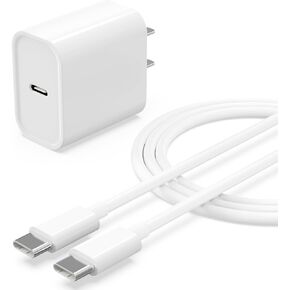 iPhone 15 USB C Charger, 20W USB C Fast Wall Charger Block with 6 FT USB-C to C Cable for Phone 15/15 Plus/15 Pro/15 Pro Max/Pad Pro/Air/Mini, Galaxy