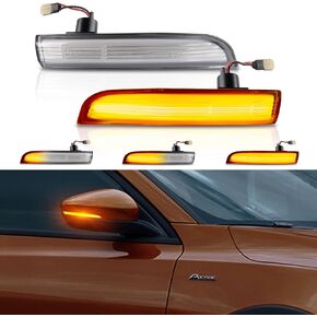 Gempro LED مرآة جانبية بدوره إشارة ضوء مصابيح مرآة العنبر المتتابعة لـ 2013-2018 Ford Escape Ecosport، 2012-2018 Focus ST SE RS، C-Max 2013-2017 (Clear Len)