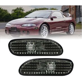USR 95-99 Eclipse Smoke Lens Bumper Side Marker Light - Lamp Assembly (Left + Right) Compatible with 1995-1999 Mitsubishi Eclipse including Spyder