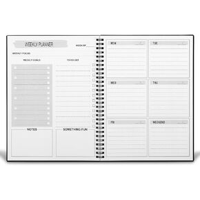 UtyTrees Undated Weekly Planner: A5 Daily Planner To Do List Planner Notebook, Weekly Goals Notebook with 52 Weeks Planning, 5.2"X 7.5", Black
