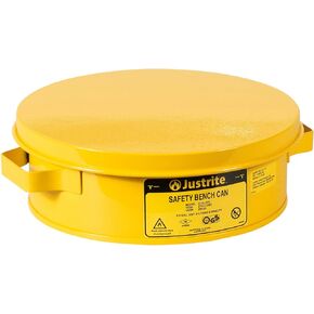 Justrite 10295 2 Quart, 9 3/8" H, 3 1/4" O.D, 7 1/2" Diameter 24 Gauge Premium Coated Steel Bench Can, Red