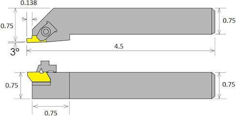 HHIP 2301-3116 TNSR16-3D Notch Style External Threading and Grooving Tool Holder, TNSR16-3D Holder in Kuwait