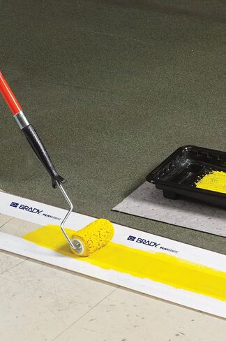Brady PaintStripe Floor Marking Stencil, Continuous Line, 0.25" Height, 4" Wide, 6000" Length, Polypropylene, Clear/White - 148816 in Saudi Arabia
