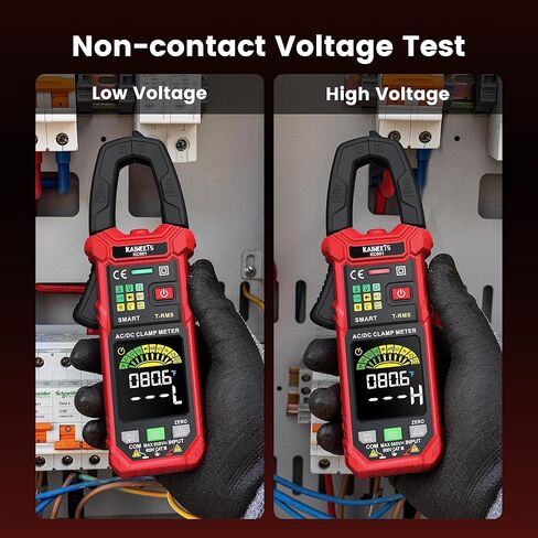 مقياس المشبك الرقمي الذكي من KAIWEETS T-RMS 6000 عدد، مقياس متعدد المشبك مع وظيفة التيار الداخلي، مقياس أمبير تلقائي المدى مدمج بشاشة ملونة عالية الدقة، يقيس درجة حرارة الجهد الكهربائي الحالي AC/DC NCV in Kuwait