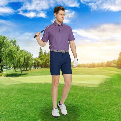 M MAELREG Mens Polo Shirts Short Sleeve Dry Fit Jacquard Performance Moisture Wicking Casual Pocket Golf Shirts for Men in Saudi Arabia