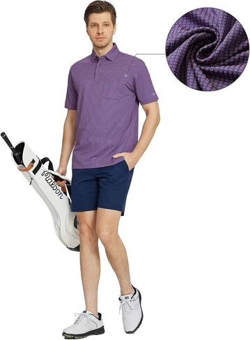 M MAELREG Mens Polo Shirts Short Sleeve Dry Fit Jacquard Performance Moisture Wicking Casual Pocket Golf Shirts for Men in Saudi Arabia