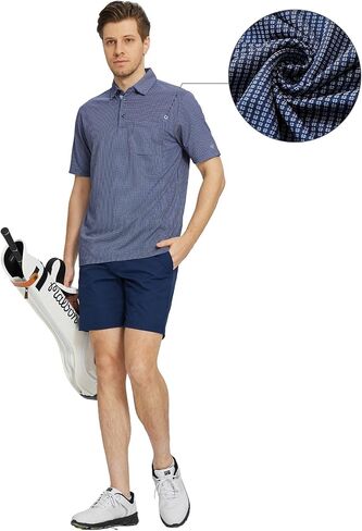 M MAELREG Mens Polo Shirts Short Sleeve Dry Fit Jacquard Performance Moisture Wicking Casual Pocket Golf Shirts for Men in Saudi Arabia