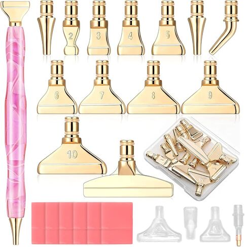 ZYNERY 30 PCS Diamond Painting Pens Kit, 13 PCS Stainless Steel Tip for Diamond Painting Accessories with 12 Clay, Diamond Art Pens 5D Diamond Painting Tools for DIY Craft (Blue) in Kuwait