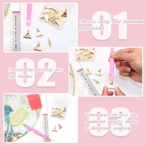 ZYNERY 30 PCS Diamond Painting Pens Kit, 13 PCS Stainless Steel Tip for Diamond Painting Accessories with 12 Clay, Diamond Art Pens 5D Diamond Painting Tools for DIY Craft (Blue) in Kuwait