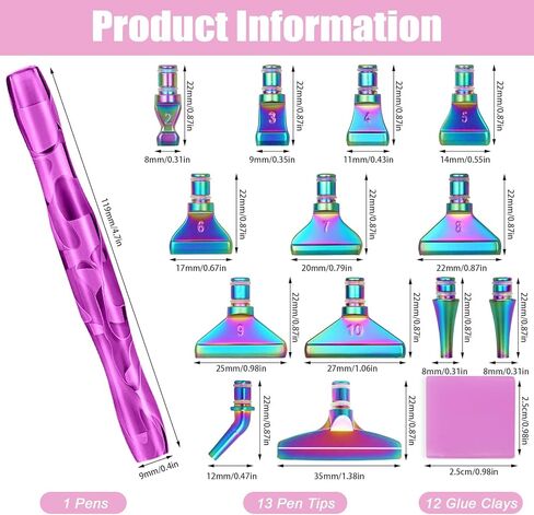ZYNERY 30 PCS Diamond Painting Pens Kit, 13 PCS Stainless Steel Tip for Diamond Painting Accessories with 12 Clay, Diamond Art Pens 5D Diamond Painting Tools for DIY Craft (Blue) in Saudi Arabia