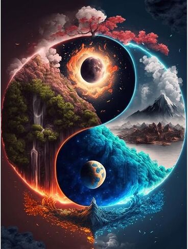 Diamond Painting Kits by Number for Adults,Taichi DIY 5D Round Full Drill Gem Art Kits for Gift,Diagram of The Universe,Crafts Home Decor 12 x 16 Inch in Saudi Arabia