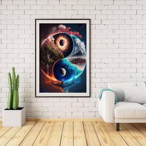 Diamond Painting Kits by Number for Adults,Taichi DIY 5D Round Full Drill Gem Art Kits for Gift,Diagram of The Universe,Crafts Home Decor 12 x 16 Inch in Saudi Arabia
