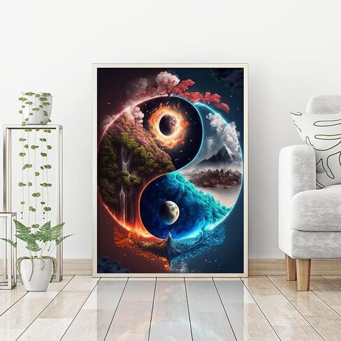 Diamond Painting Kits by Number for Adults,Taichi DIY 5D Round Full Drill Gem Art Kits for Gift,Diagram of The Universe,Crafts Home Decor 12 x 16 Inch in Saudi Arabia