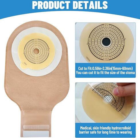 22 PCS Colostomy Bags, One Piece Drainable Ostomy Pouch with Closure Ostomy Bag with Hook and Loop Closure Ostomy Supplies for Stome Colostomy Supplies Ileostomy Supplies in Saudi Arabia