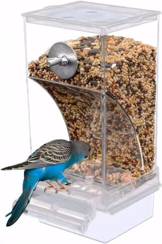 Automatic Bird Feeder for Cage, No Mess Parakeet Feeder Parrot Seed Food Container for Parakeets Cockatiels Lovebirds in Saudi Arabia