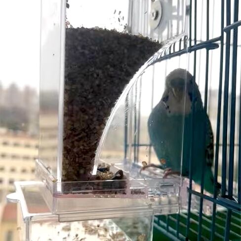 Automatic Bird Feeder for Cage, No Mess Parakeet Feeder Parrot Seed Food Container for Parakeets Cockatiels Lovebirds in Saudi Arabia