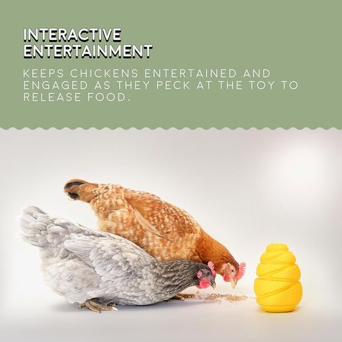 ألعاب الدجاج FLYGRUBS للحظيرة - وحدة تغذية بلاستيكية صفراء ممتعة للدجاج - قابلة لإعادة الملء بالمكافآت المفضلة وتعزز التمرين - تطلق الطعام مع كل نقرة - تحافظ على القطيع سعيدًا وصحيًا in Kuwait