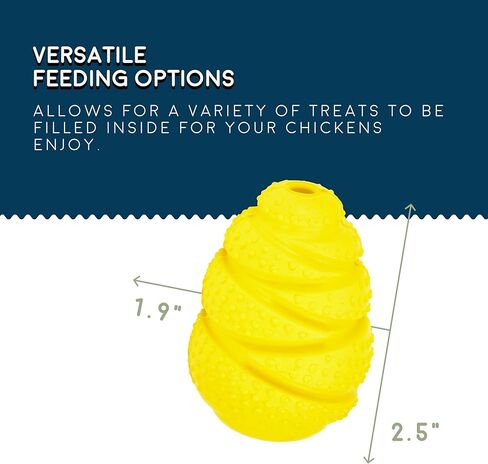 ألعاب الدجاج FLYGRUBS للحظيرة - وحدة تغذية بلاستيكية صفراء ممتعة للدجاج - قابلة لإعادة الملء بالمكافآت المفضلة وتعزز التمرين - تطلق الطعام مع كل نقرة - تحافظ على القطيع سعيدًا وصحيًا in Kuwait