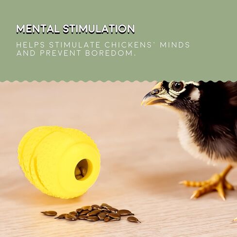 ألعاب الدجاج FLYGRUBS للحظيرة - وحدة تغذية بلاستيكية صفراء ممتعة للدجاج - قابلة لإعادة الملء بالمكافآت المفضلة وتعزز التمرين - تطلق الطعام مع كل نقرة - تحافظ على القطيع سعيدًا وصحيًا in Kuwait