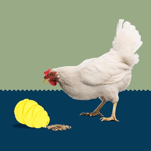 ألعاب الدجاج FLYGRUBS للحظيرة - وحدة تغذية بلاستيكية صفراء ممتعة للدجاج - قابلة لإعادة الملء بالمكافآت المفضلة وتعزز التمرين - تطلق الطعام مع كل نقرة - تحافظ على القطيع سعيدًا وصحيًا in Kuwait